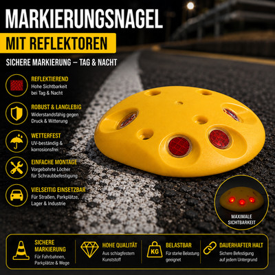 Markierungsknopf Straße Parkplatz Markierungsnagel Markierung Wetterfest 10 Stk.
