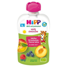 HiPP BIO od pokoleń, Jabłka-Brzoskwinie-Owoce leśne, po 6. m-cu, 100 g Hipp Pols