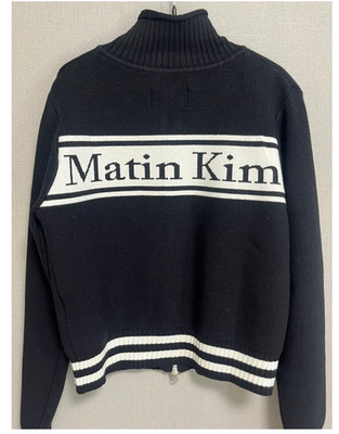 Matin Kim Spell Point Stripe Knit Cardigan Black | eBay