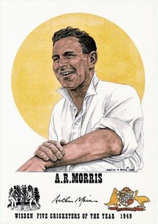 ARTHUR MORRIS Wisden cricketer of the Year 1949 GENUINELY AUTOGRAPHED print