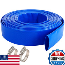 Geowaky 1" x 100FT Pool Backwash Hose Blue Heavy Duty Reinforced PVC Lay Flat
