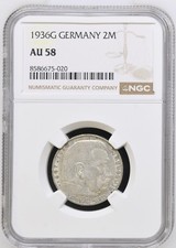 VALORIS Drittes Reich 2 Mark  Hindenburg 1936 G NGC AU 58