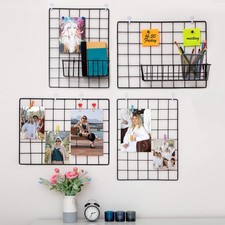 ODOXIA 4-Pack Wire Wall Grid Panel Photo Grid Wall Decor Metal Board for ...