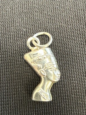 Vintage Alt Ägypten Sterlingsilber Nofretete Göttin Bettelarmband Anhänger