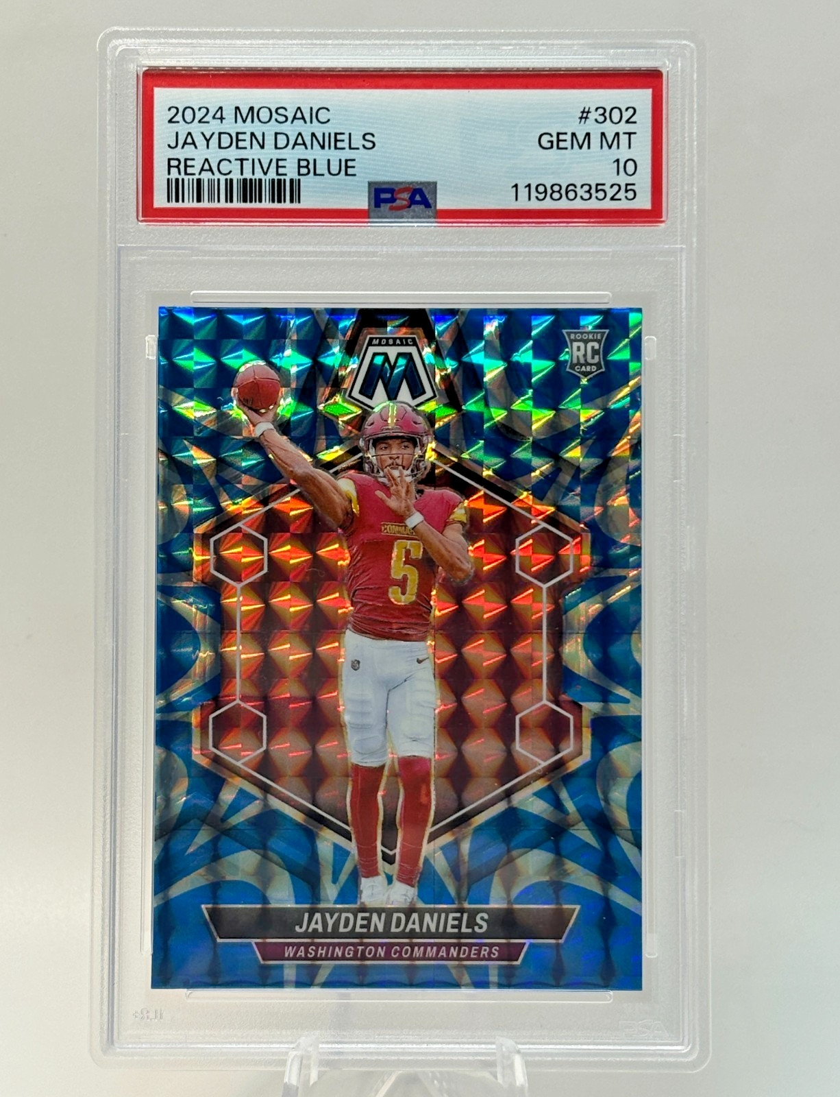 2024 Mosaic Jayden Daniels Reactive Blue #302 GEM MT PSA 10