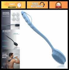 Silicone Body Scrubber for Shower - Dual Sided Exfoliating Bath Brush, Long Hand