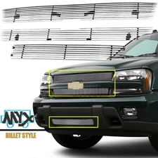 Fits 2002-2005 Chevy Trailblazer LT/LS/SS Front Upper Lower Grill Grille Combo