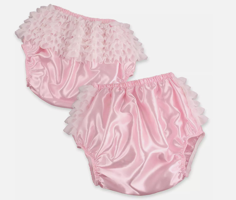 Pink Satin Rumba Waterproof Adult Panties, diaper cover AB/DL Small