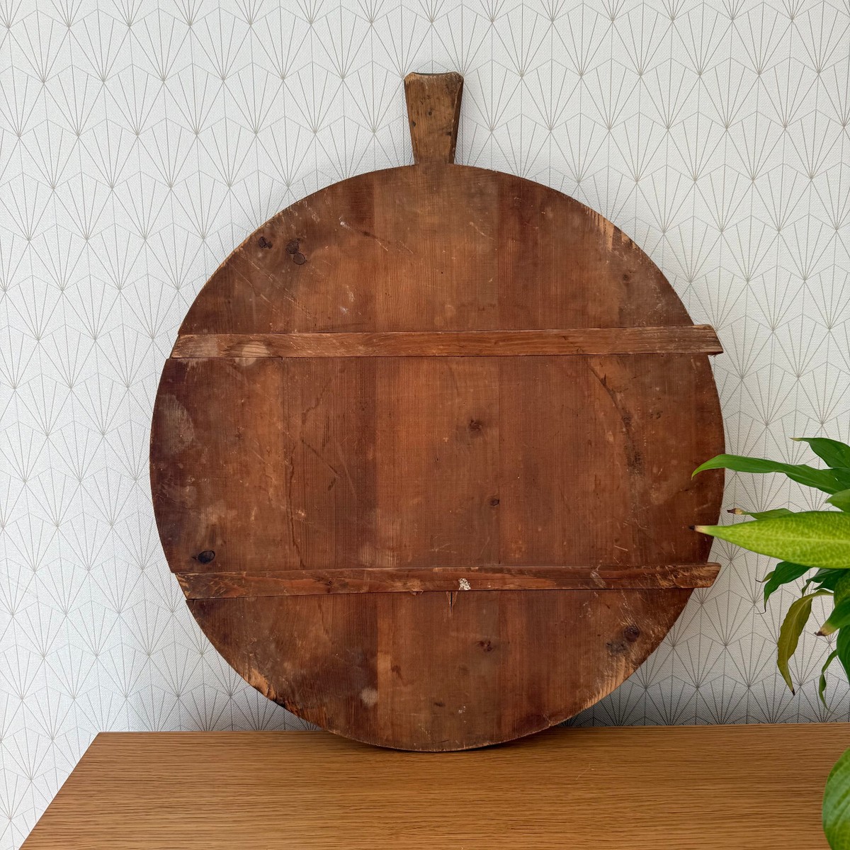 French Bread Board Vintage Round Wood Cutting Chopping Kitchen