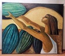 LUCIO RANUCCI "OFFRANDE" DIPINTO SU TELA CON AUTENTICA CM 54 X 65