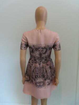 NWOT Valentino Pink A-Line Black Floral Print Dress Size 38