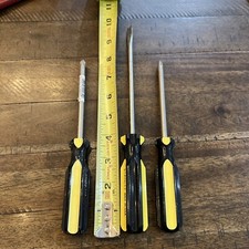 Vintage STANLEY Made In USA Black & Yellow Screwdrivers Lot of 3