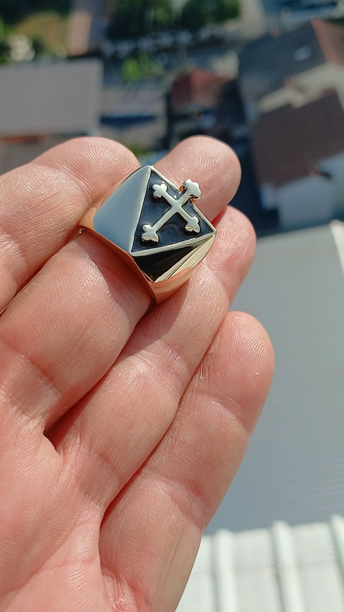 CROSS RING, MENS BIKER RING, COPTIC CROSS RING, ROSE CROSS RING