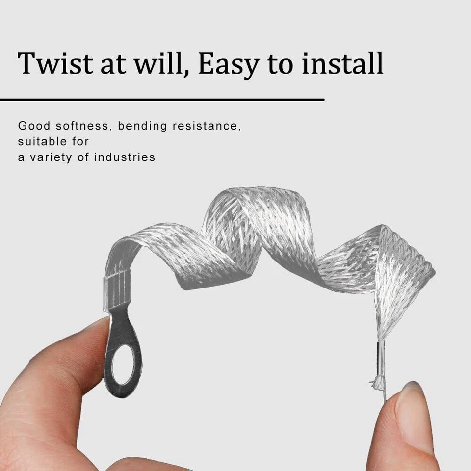 Universal Automotive Tinned Copper Braided Engine Ground Strap Cable +Terminals - Image 3 of 4