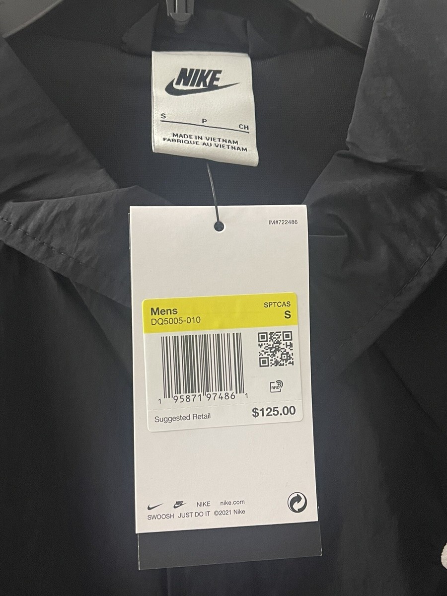 Nike Sportswear Men's Coaches Jacket Size Small, Black Nike Sportswear Men's Coaches Jacket Size Small, Black