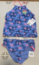 NWT Hurley Girls' Bikini 2-piece Swimsuit, Size 14 UPF 50 Pink Flamingos