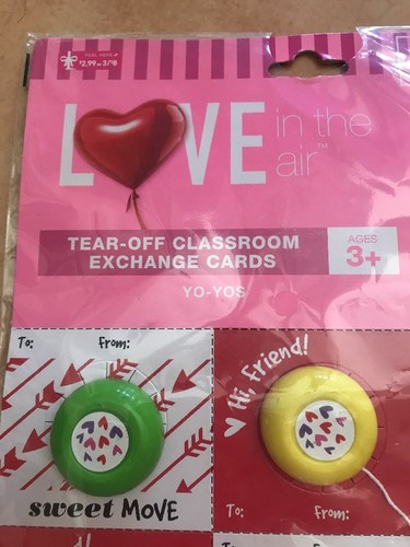 LOVE In The Air Valentine 10 Ct Tear Off Classroom Exchange Cards w/ Yo-Yos (N) - Picture 3 of 5