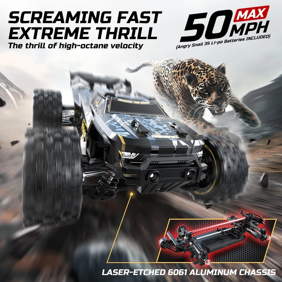 DEERC 14210 1:14 Brushless RC Car Max 50+MPH 4WD RTR High Speed RC Monster Truck - Image 2 of 4