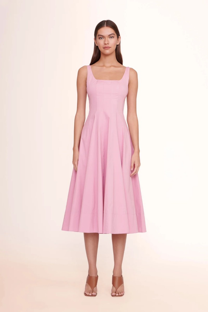 staud pink corset dress NWT STAUD WELLS DRESS IN QUARTZ PINK In the Original Dress Sheath! Fresh!