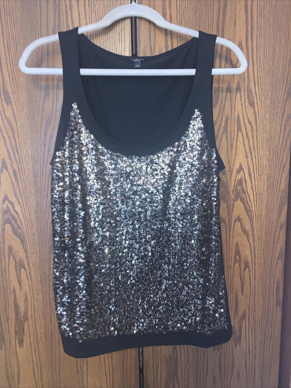 Talbots Sequined Front Tank Top Large EUC - image 1