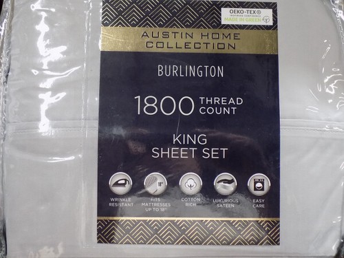 AUSTIN HOME COLLECTION BURLINGTON 1800TC KING SIZE SHEET SET GREY NIP - Picture 5 of 5