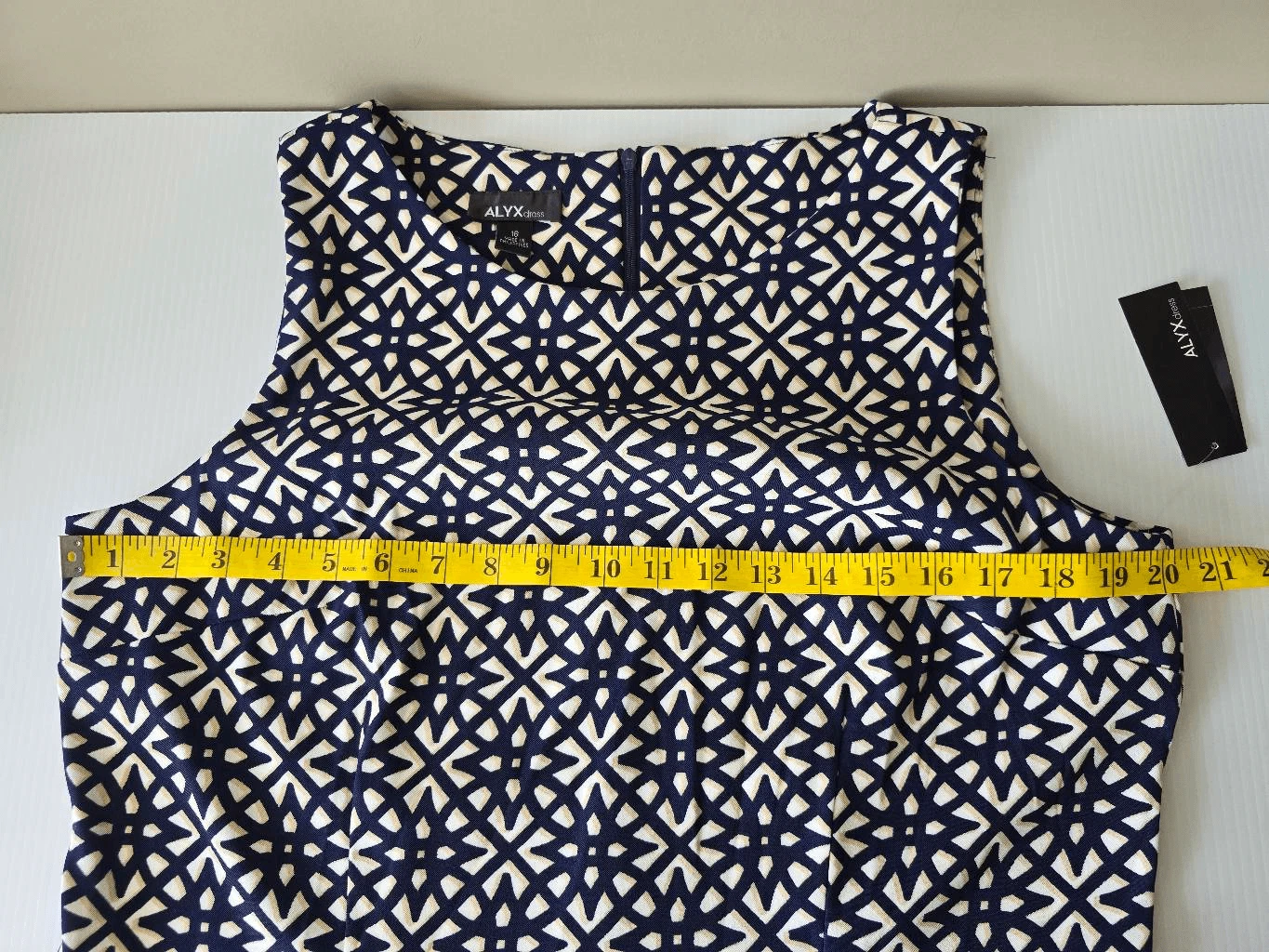 Abito Alyx Shift Tg 16 Navy Marrone Bianco Geometrico