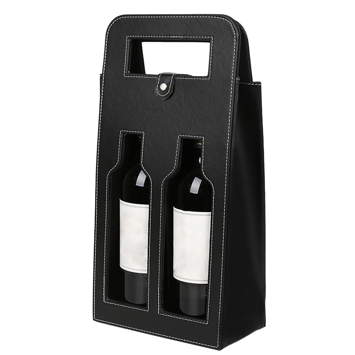 PU Leather Wine Tote Carrier Gift Bags for Double Bottle Travel