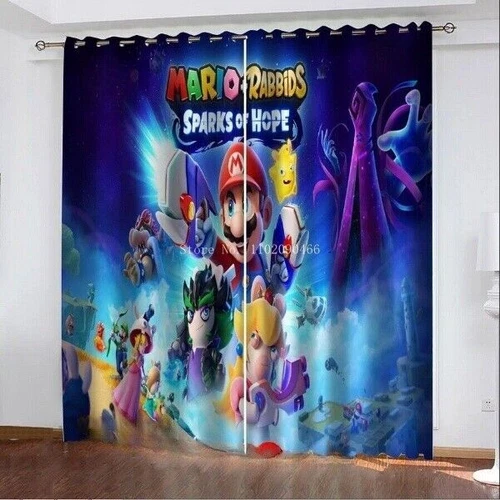 Kids Super Mario 3D Curtains Thick Blackout Curtain Thermal Ring Top Eyelet Gift - Picture 38 of 42