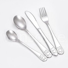 4Pcs Bear Kids Cutlery Set Stainless Steel Children Knife Fork Spoon Teaspoon