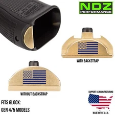 NDZ Glock Gen 4/5 17 19 22 23 34 45 Weighted Brass Grip Insert Slug Plug Blue