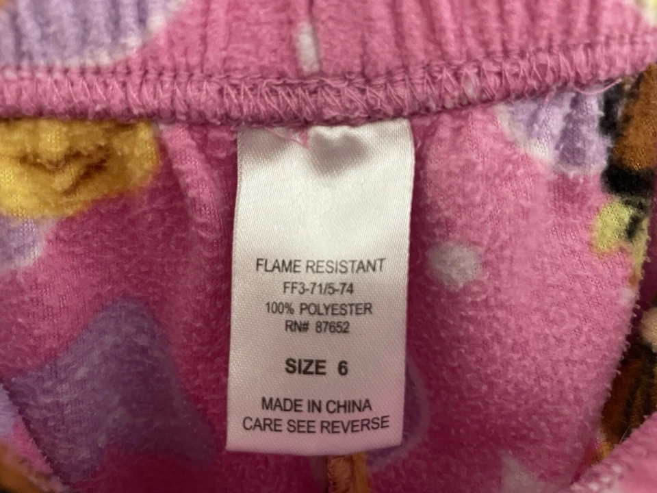 Disney Kids Girls Princesses Belle Rapunzel Tiana Cozy Fleece PJ Pants Pink Sz 6 - Image 2 of 4