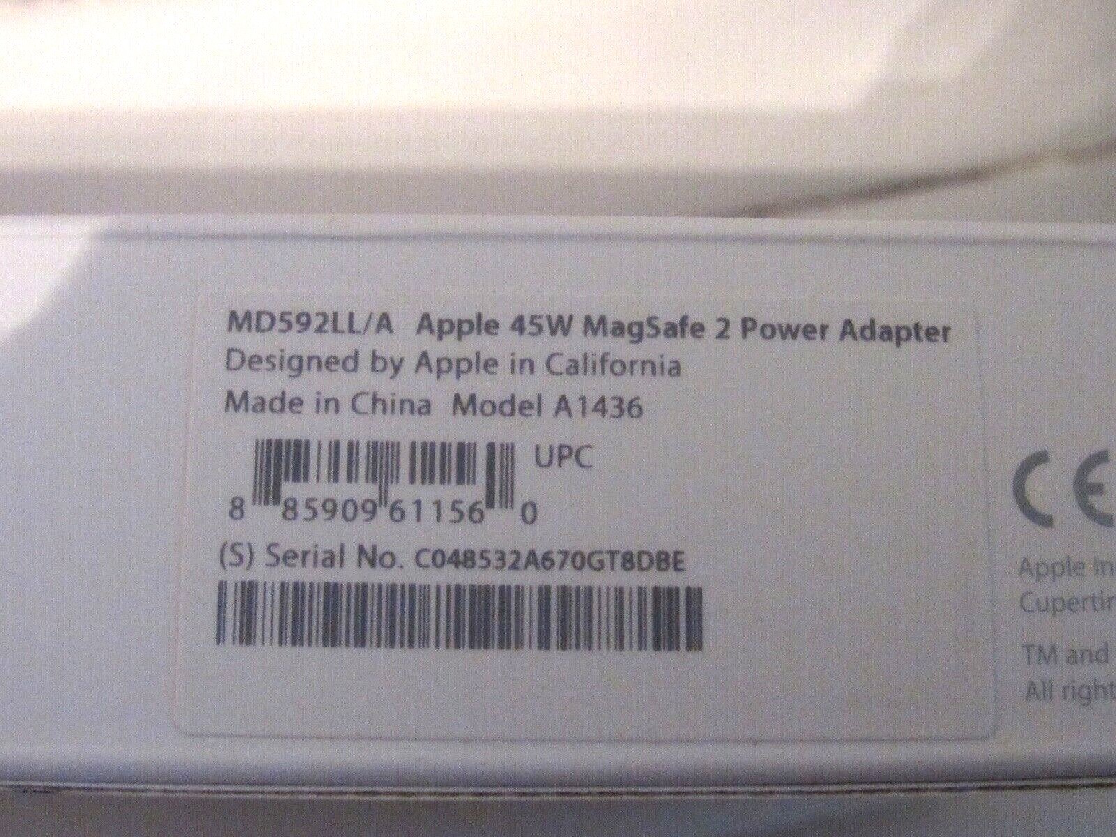 Original APPLE MacBook Air Magsafe 2 45W Power Adapter Charger A1436 MD592LL/A