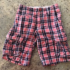 GAP KIDS BOYS PLAID CARGO SHORTS SIZE 8 SLIM ADJUSTABLE WAIST EXCELLENT COND
