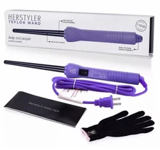 New Herstyler Teflon Wand Grande Curl Purple 18/25mm Barrel Dual Voltage