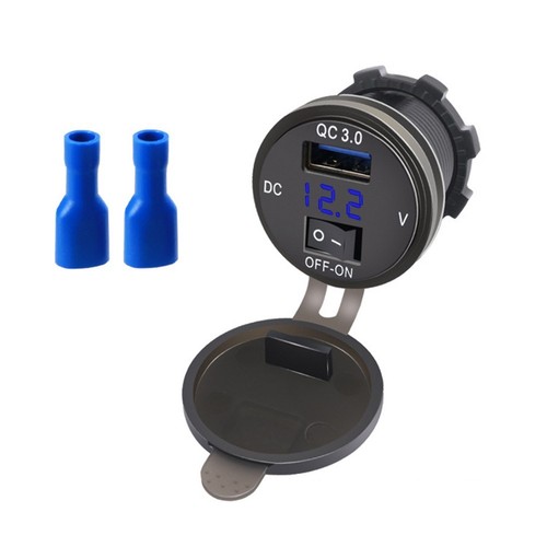 High Speed USB Charger Socket Outlet for Car Motorcycle Quick Install Black - Zdjęcie 3 z 7