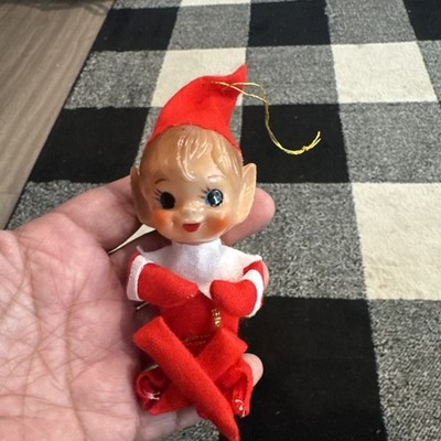 vintage knee-hugger pixie elf ornament 50-60s made in Japan