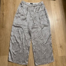 Giorgio Armani Wide-Leg Silk Pants Black  White Abstract Print Size 8 / IT 44