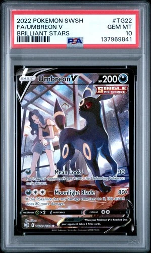 2022 POKEMON SWORD & SHIELD BRILLIANT STARS #TG22 FULL ART/UMBREON V PSA 10