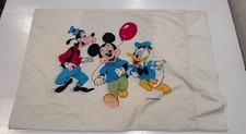 DISNEY VINTAGE MICKEY DONALD GOOFY PILLOWCASE Mid 60's Wamsutta Ultracale CUTE