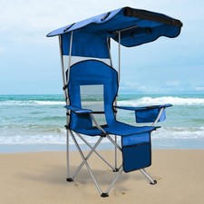 MKSY Camping Chair, Portable Folding Chair for Outdoor Indoor Navy Blue