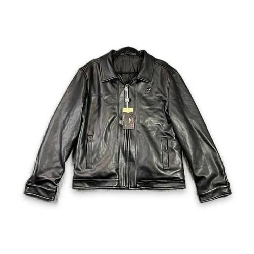AC Dimilano Faux Leather Motorcycle Jacket Mens Large Easy Rider Biker Full Zip - product listing photo