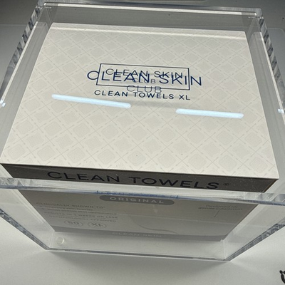 #ad Lot Clean Skin Club Acrylic Face Towel Storage Box 160 Ct Disposable Towels $20.00
