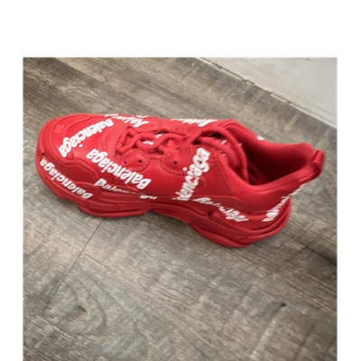 Balenciaga Triple S Logotype All Over Red White Logo Men's Athletic Sneakers