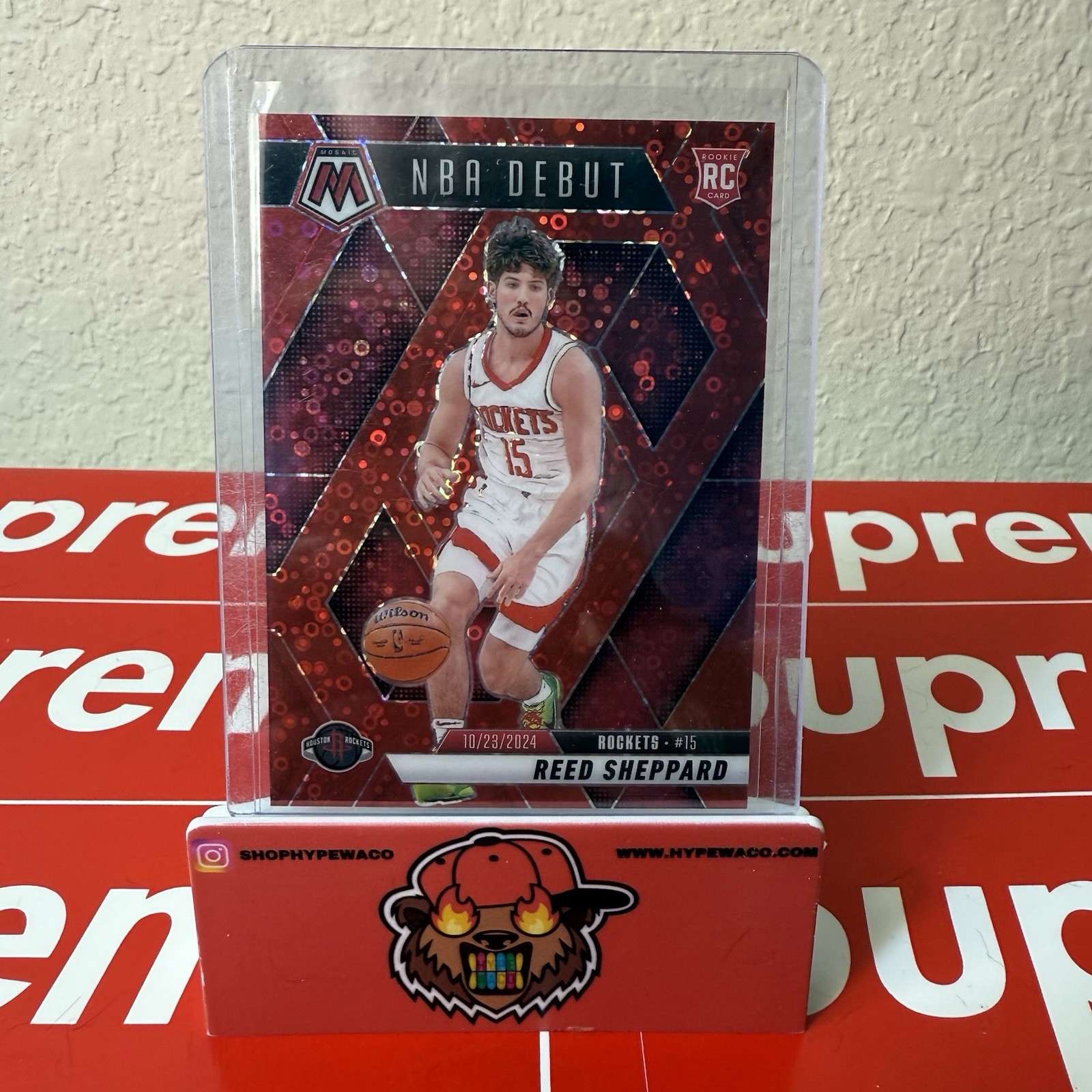 2024-25 Mosaic NBA DEBUT Reed Sheppard Red Disco /99 #252 Color Match 🚀 (RC)