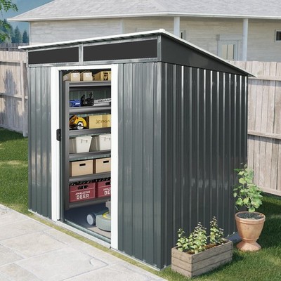 6x5 FT Outdoor Metal Storage Shed Tool Shed with Lockable Doors for Backyard