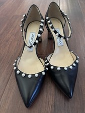 JIMMY CHOO Leema 65 Faux Pearl beaded leather pumps 37.5