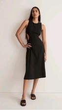 MADEWELL Dress NEW Black Seersucker Cutout Sleeveless Cotton Midi Size M