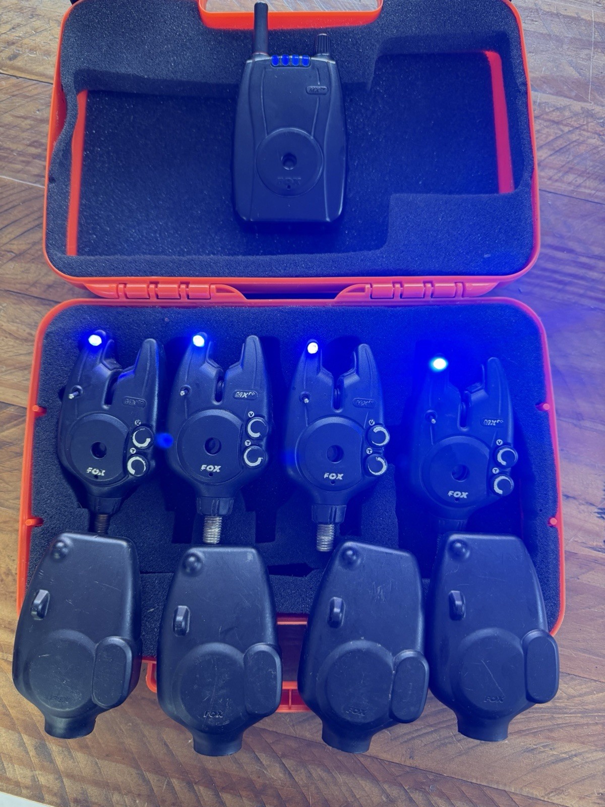 Fox MXR+ Bite Alarms X4 And Receiver Carp Fishing Tackle With Case Delkim Nash