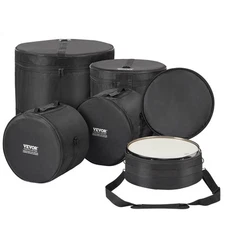 VEVOR 5-Piece Drum Bag Set Padded Drum Cases 1680D Oxford Fabric Foldable