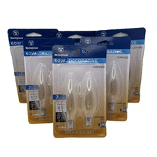 6/2 Pack Westinghouse 04027 B10 Torpedo Ceiling Fan Light Bulb 60 Watt Clear E12